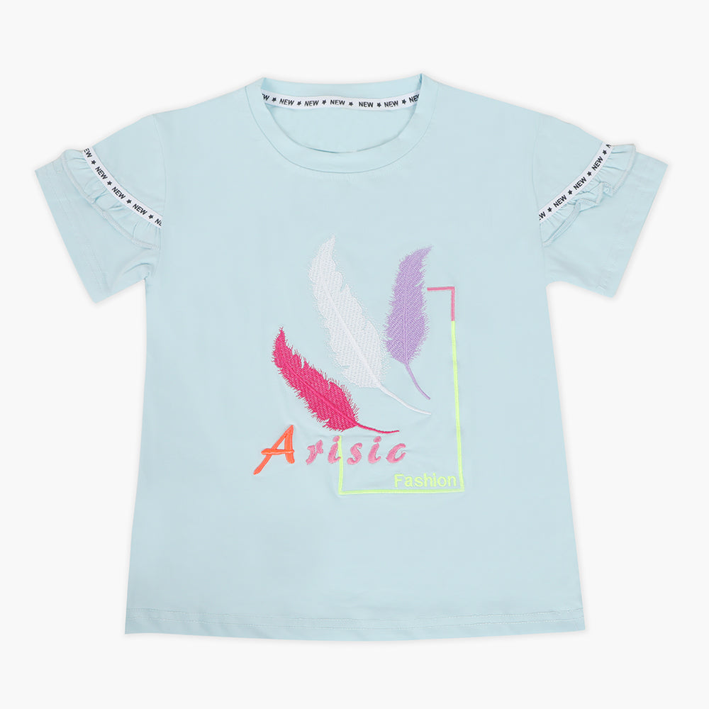 Girls Half Sleeves T-Shirt - Light Blue, Girls T-Shirts, Chase Value, Chase Value