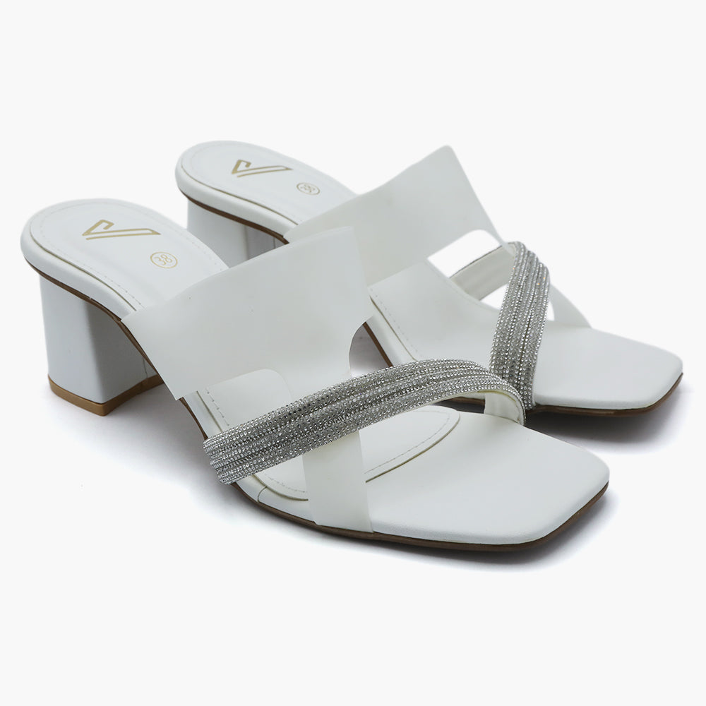 Women's Heel Slipper - White, Women Slippers, Chase Value, Chase Value