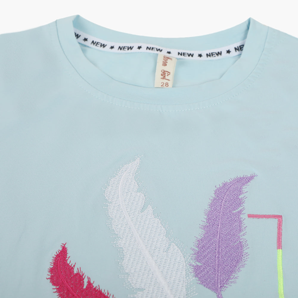 Girls Half Sleeves T-Shirt - Light Blue, Girls T-Shirts, Chase Value, Chase Value