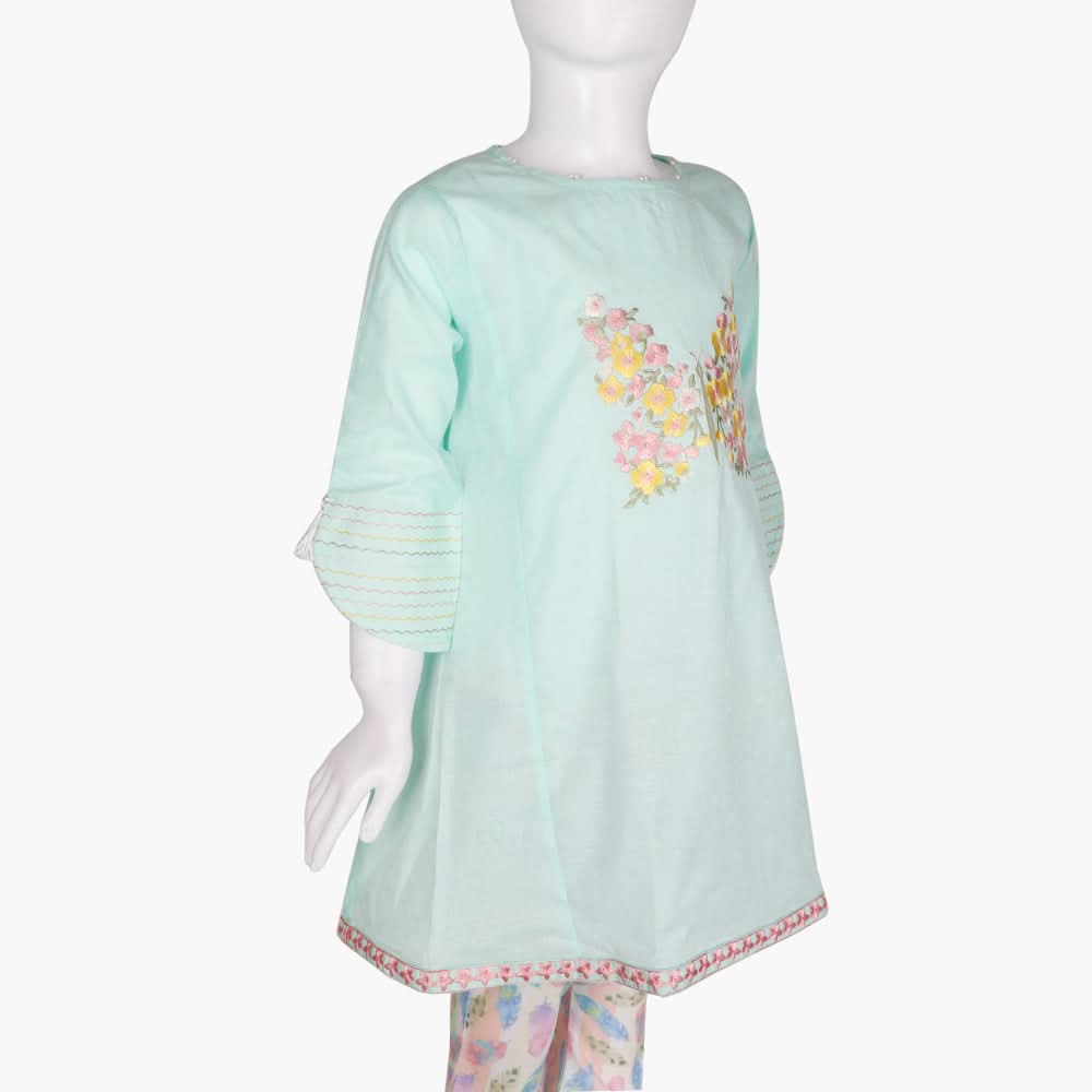 Girls Embroidered Kurti - Cyan, Girls Kurti, Chase Value, Chase Value