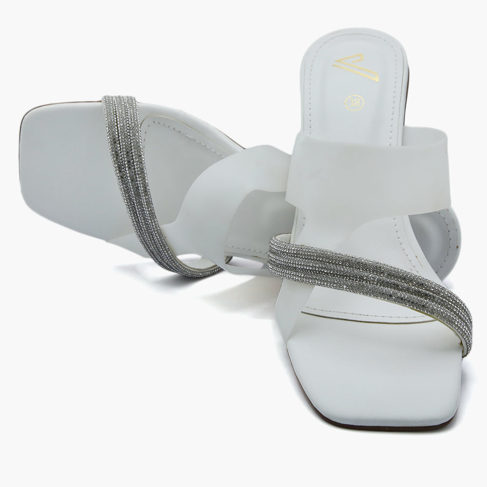 Women's Heel Slipper - White, Women Slippers, Chase Value, Chase Value