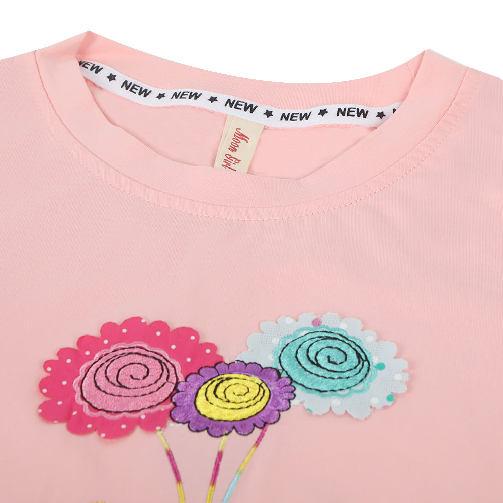 Girls Half Sleeves T-Shirt - Baby Pink, Girls T-Shirts, Chase Value, Chase Value