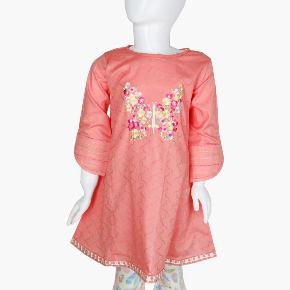 Girls Embroidered Kurti - Pink, Girls Kurti, Chase Value, Chase Value
