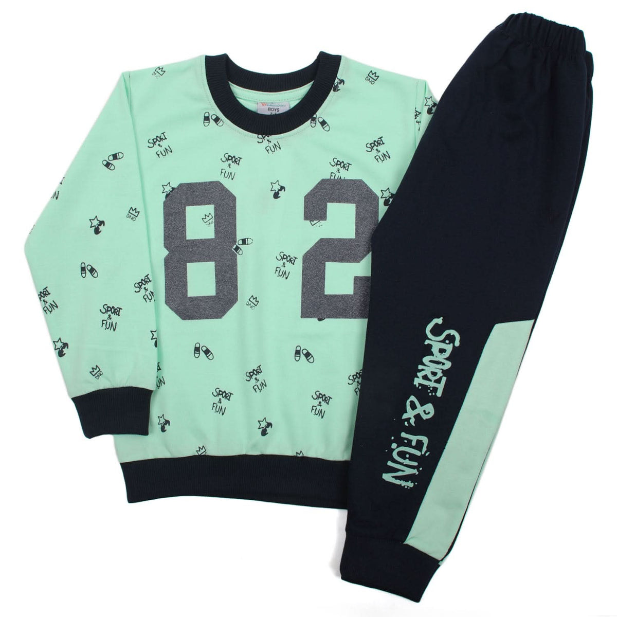 Boys Full Sleeves Pyjama Suit - Light Green, Boys Sets & Suits, Chase Value, Chase Value