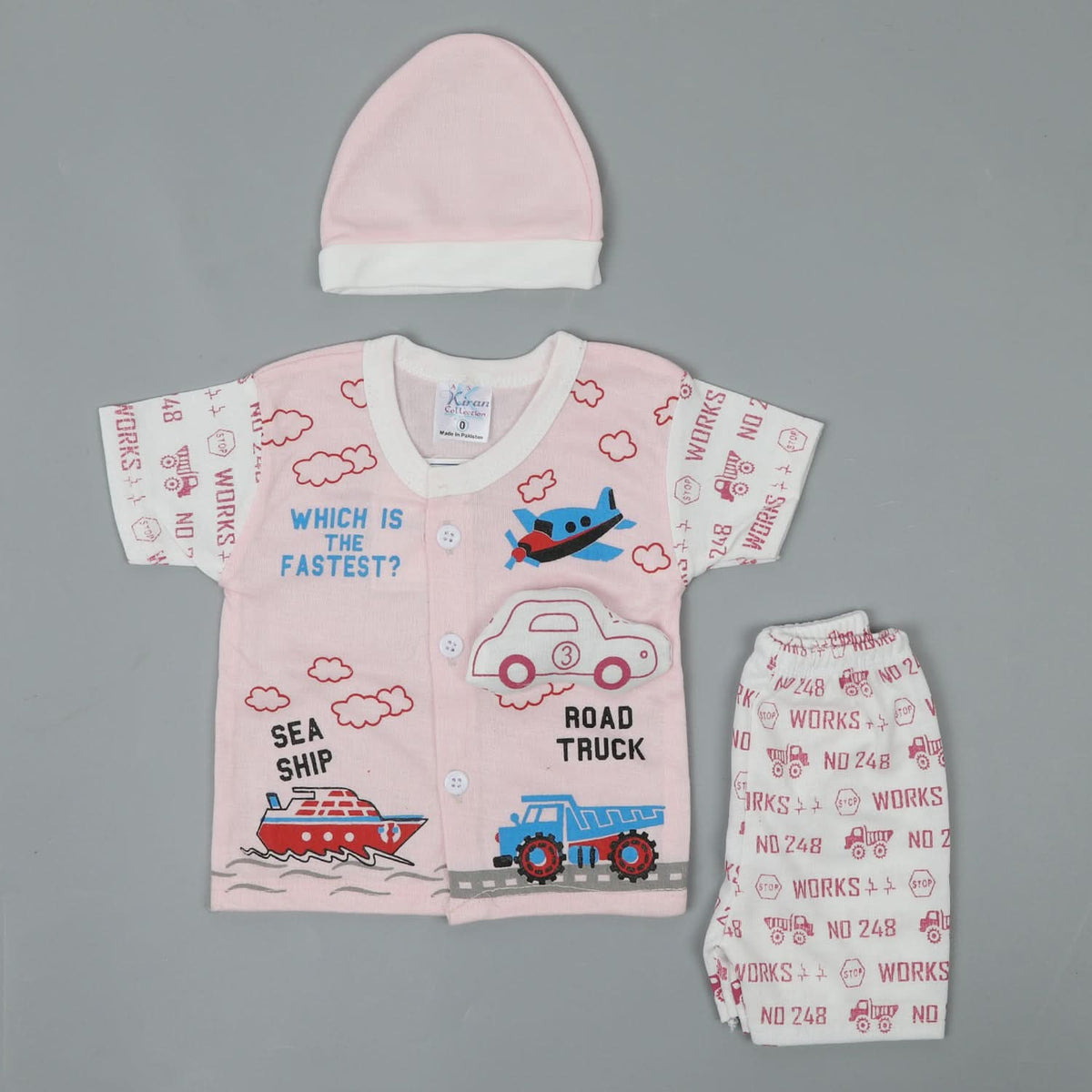 Newborn Boys Half Sleeves Suit - Light Pink, Newborn Boys Sets & Suits, Chase Value, Chase Value