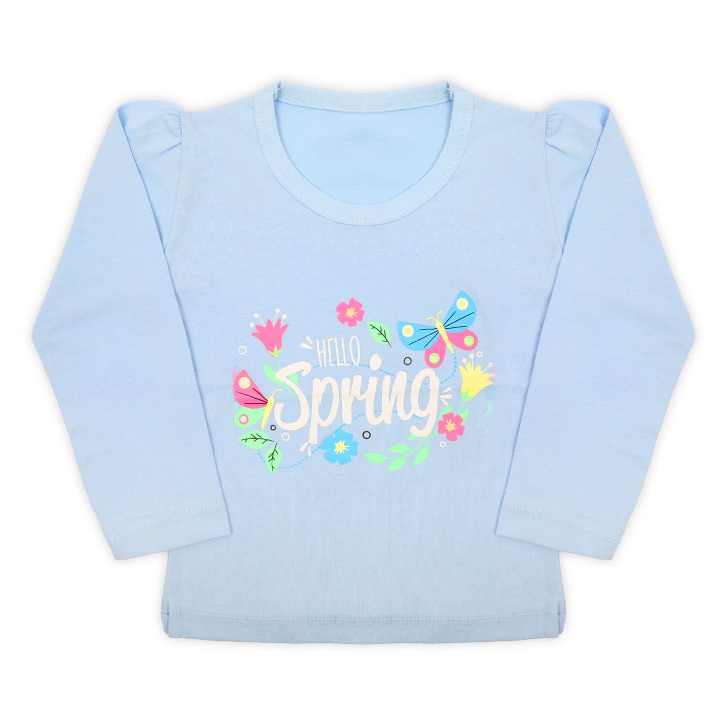 Girls Full Sleeves T-Shirt - Light Blue, Girls T-Shirts, Chase Value, Chase Value