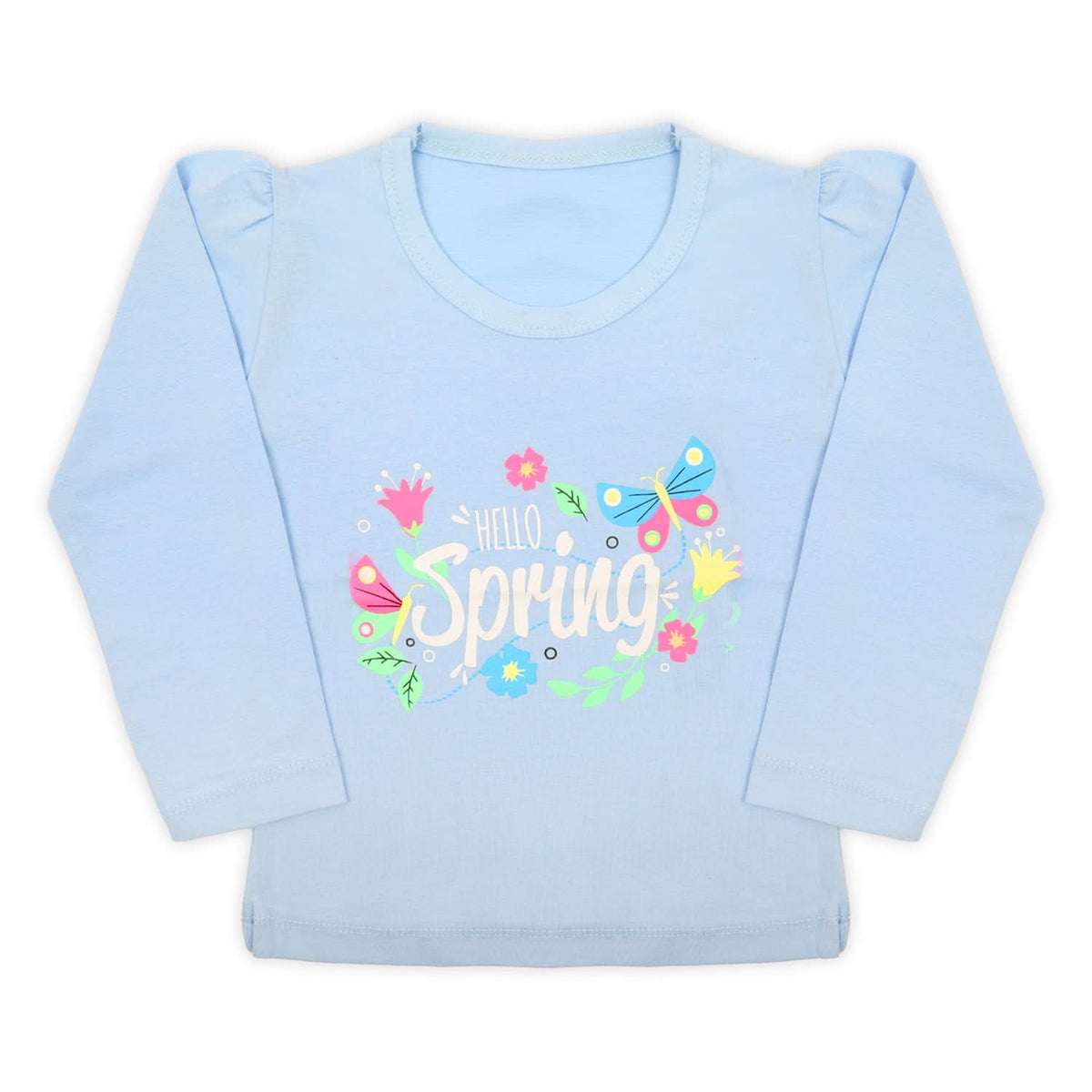 Girls Full Sleeves T-Shirt - Light Blue, Girls T-Shirts, Chase Value, Chase Value