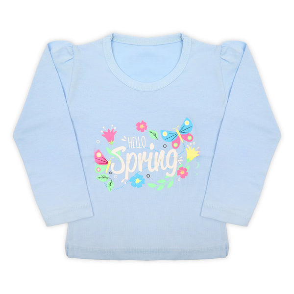 Girls Full Sleeves T-Shirt - Light Blue