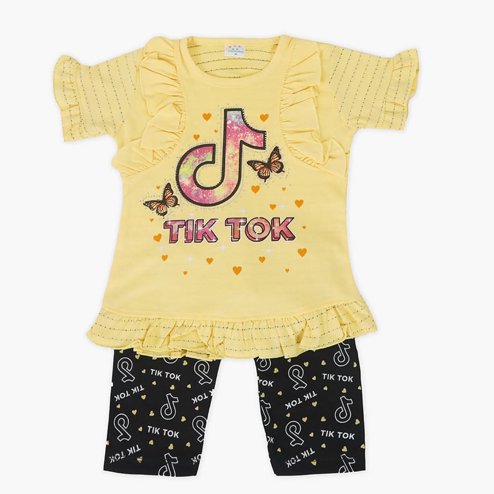 Girls Half Sleeves Suit - Yellow, Girls Suits, Chase Value, Chase Value