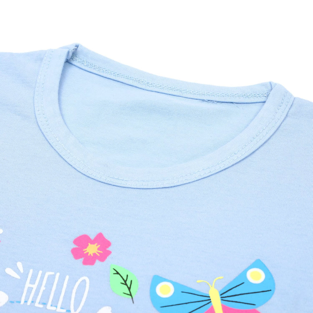 Girls Full Sleeves T-Shirt - Light Blue, Girls T-Shirts, Chase Value, Chase Value