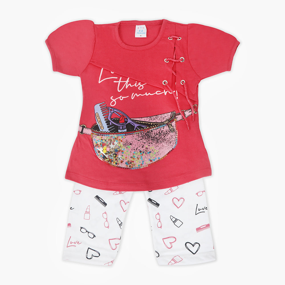 Girls Half Sleeves Suit - Dark Pink, Girls Suits, Chase Value, Chase Value