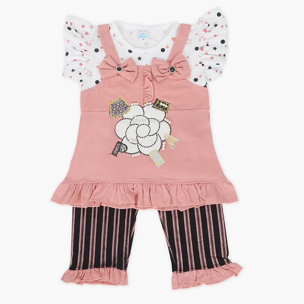 Girls Half Sleeves Suit - Tea Pink, Girls Suits, Chase Value, Chase Value