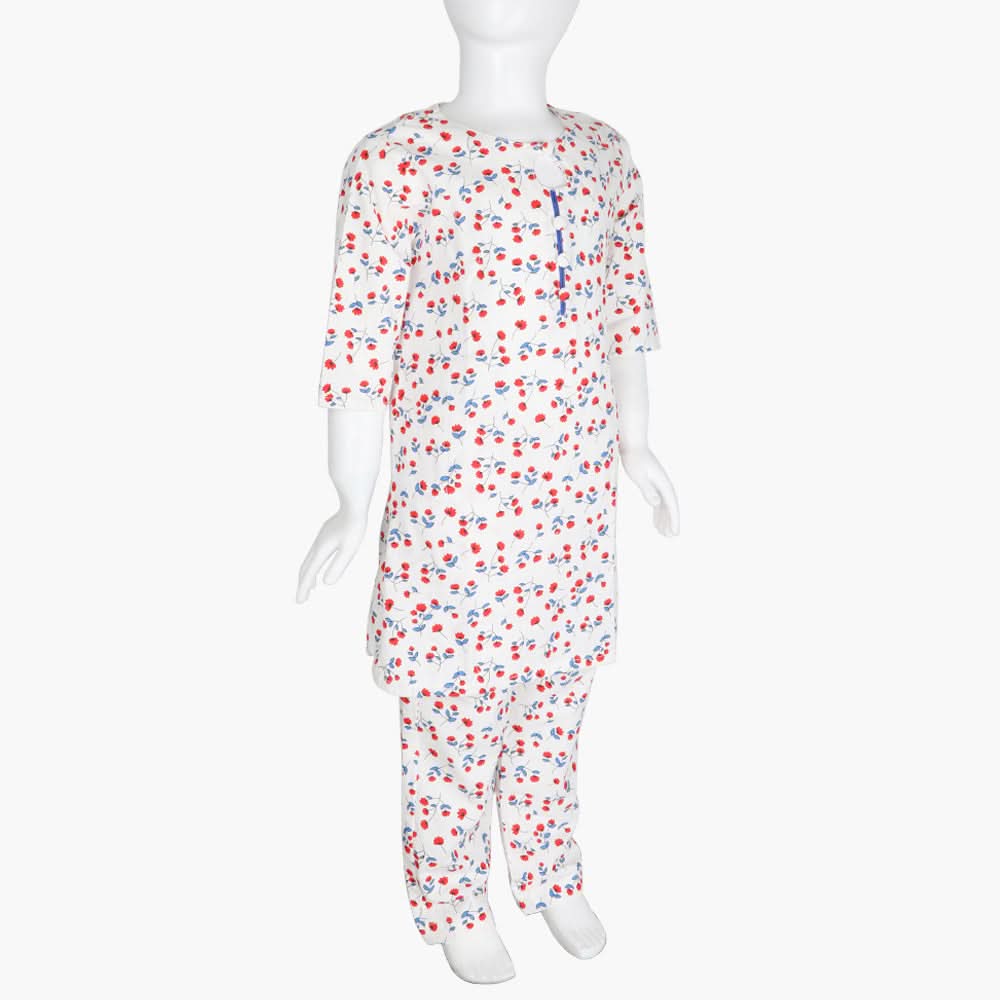 Girls Printed Shalwarsuit - White, Girls Shalwar Kameez, Chase Value, Chase Value