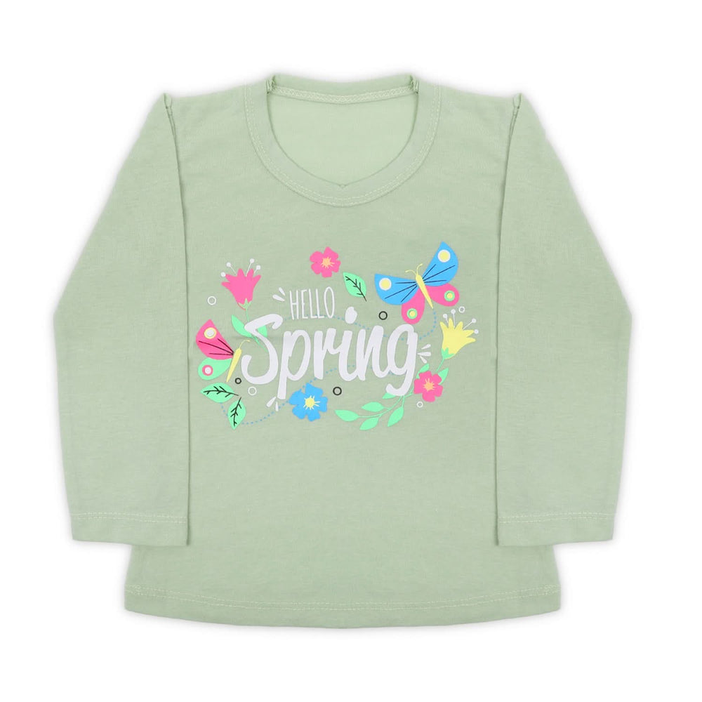 Girls Full Sleeves T-Shirt - Light Green, Girls T-Shirts, Chase Value, Chase Value