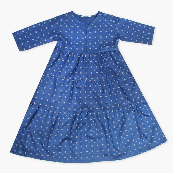 Girls Printed Frock Half Sleeves - Navy Blue, Girls Frocks, Chase Value, Chase Value