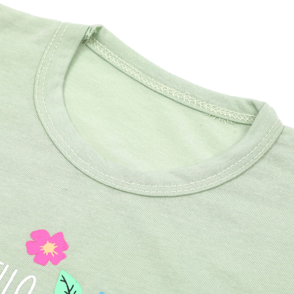 Girls Full Sleeves T-Shirt - Light Green, Girls T-Shirts, Chase Value, Chase Value