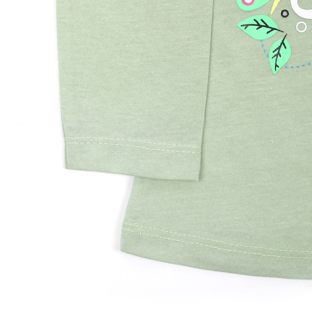 Girls Full Sleeves T-Shirt - Light Green, Girls T-Shirts, Chase Value, Chase Value