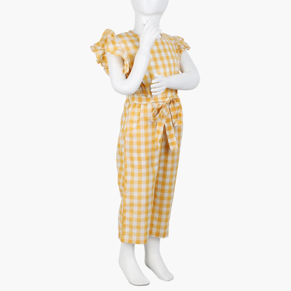 Girls Printed Jump Suit  - Yellow, Girls Suits, Chase Value, Chase Value