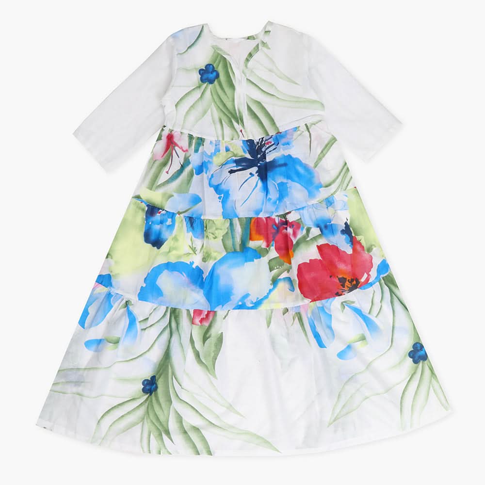 Girls Printed Frock Half Sleeves - Multi Color, Girls Frocks, Chase Value, Chase Value