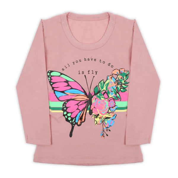 Girls Full Sleeves T-Shirt - Tea Pink