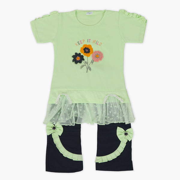 Girls Half Sleeves Suit - Green, Girls Suits, Chase Value, Chase Value