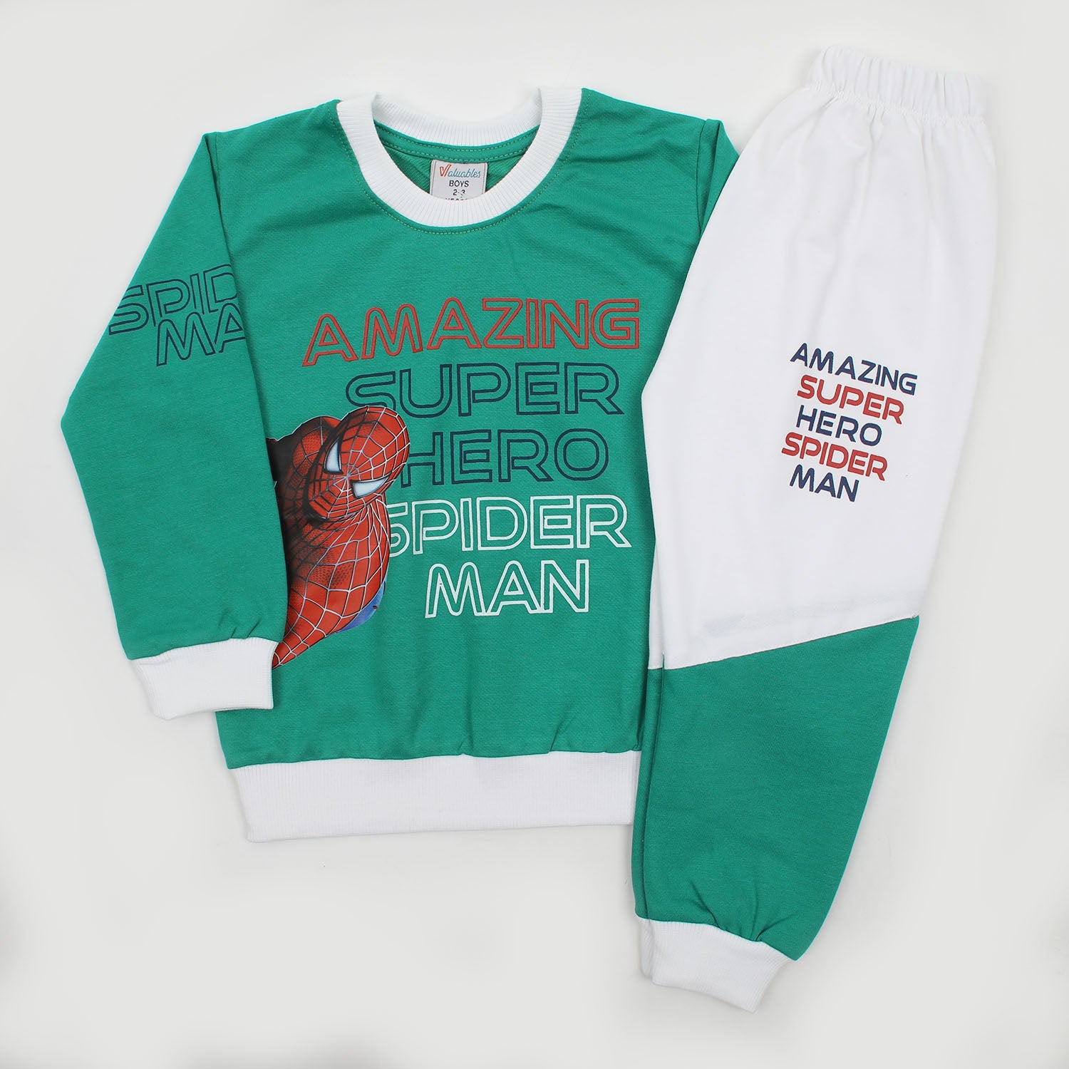 Boys Round Neck Non Lycra Terry Suit - Green, Boys Sets & Suits, Chase Value, Chase Value