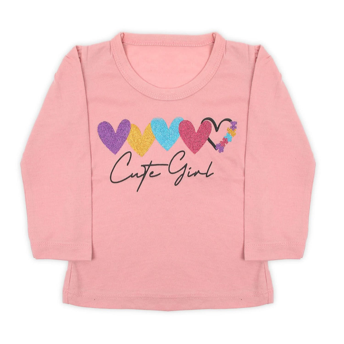 Girls Full Sleeves T-Shirt - Tea Pink, Girls T-Shirts, Chase Value, Chase Value