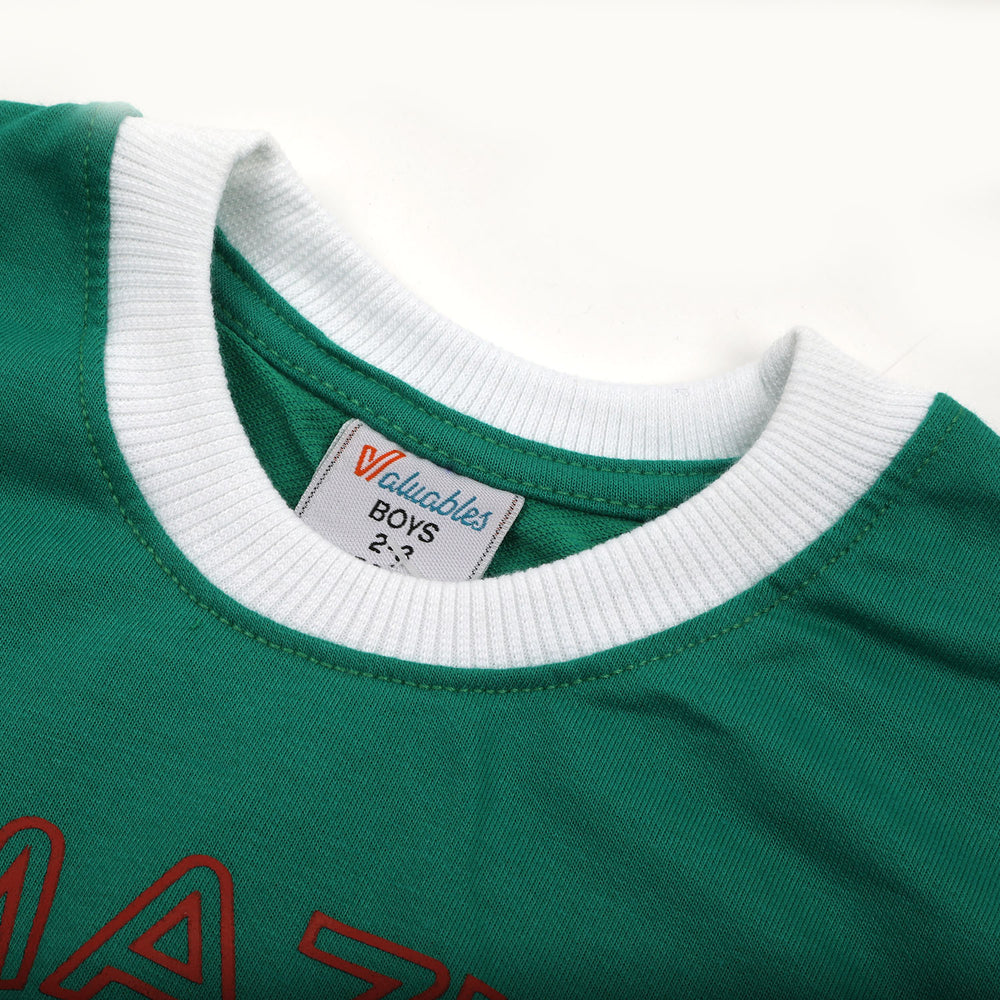 Boys Round Neck Non Lycra Terry Suit - Green, Boys Sets & Suits, Chase Value, Chase Value