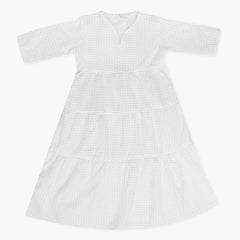 Girls Printed Frock Half Sleeves - White, Girls Frocks, Chase Value, Chase Value