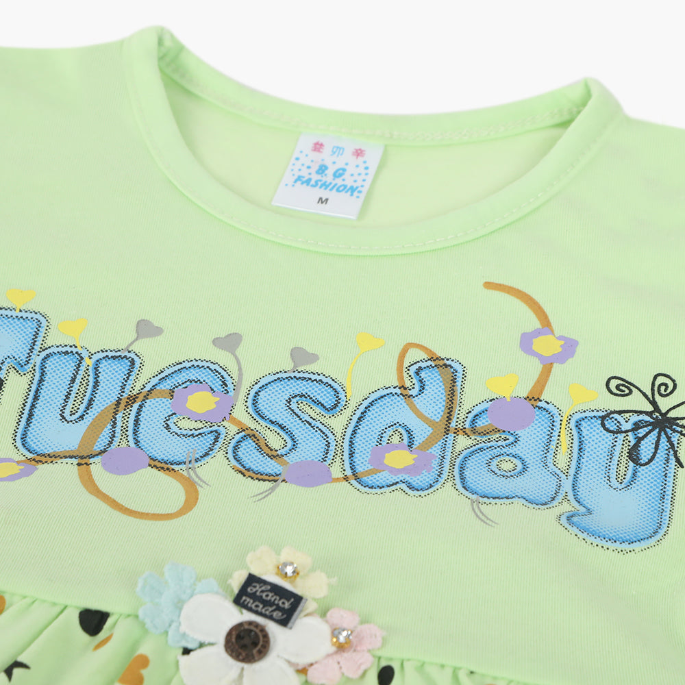 Girls Half Sleeves Suit - Green, Girls Suits, Chase Value, Chase Value