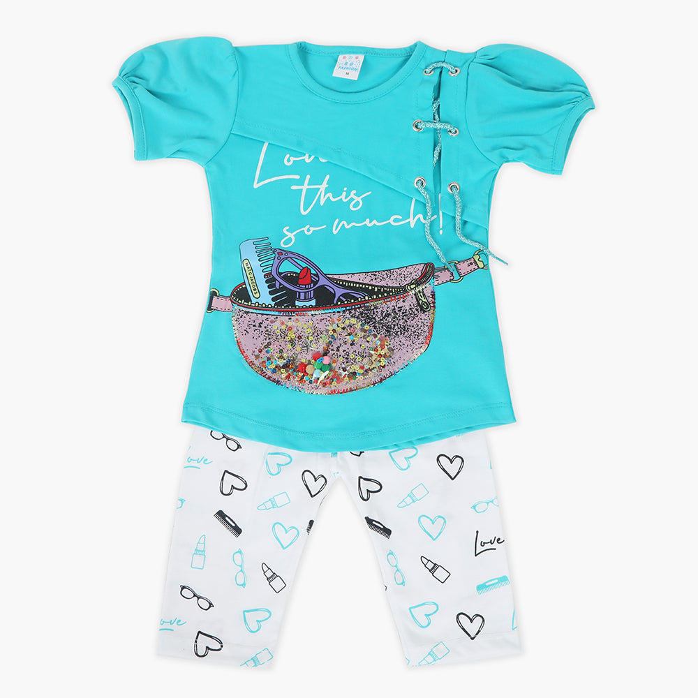 Girls Half Sleeves Suit - Ferozi, Girls Suits, Chase Value, Chase Value