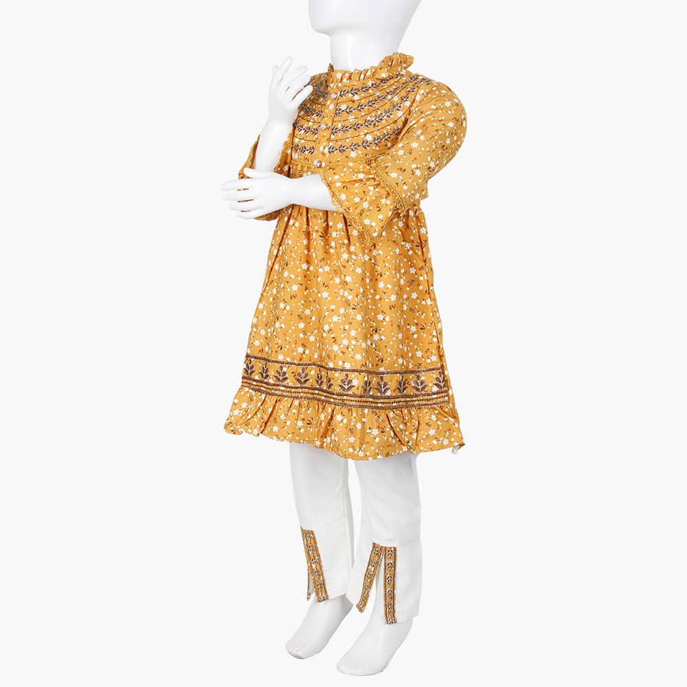 Girls Embroided Shalwar Suits  - Mustard, Girls Suits, Chase Value, Chase Value
