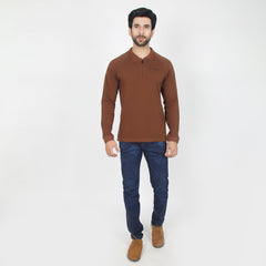 Eminent Men's Full Sleeves Polo T-Shirt - Brown