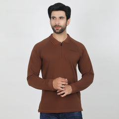 Eminent Men's Full Sleeves Polo T-Shirt - Brown