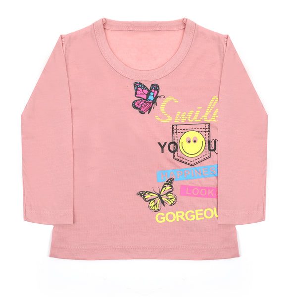 Girls Full Sleeves T-Shirt - Tea Pink