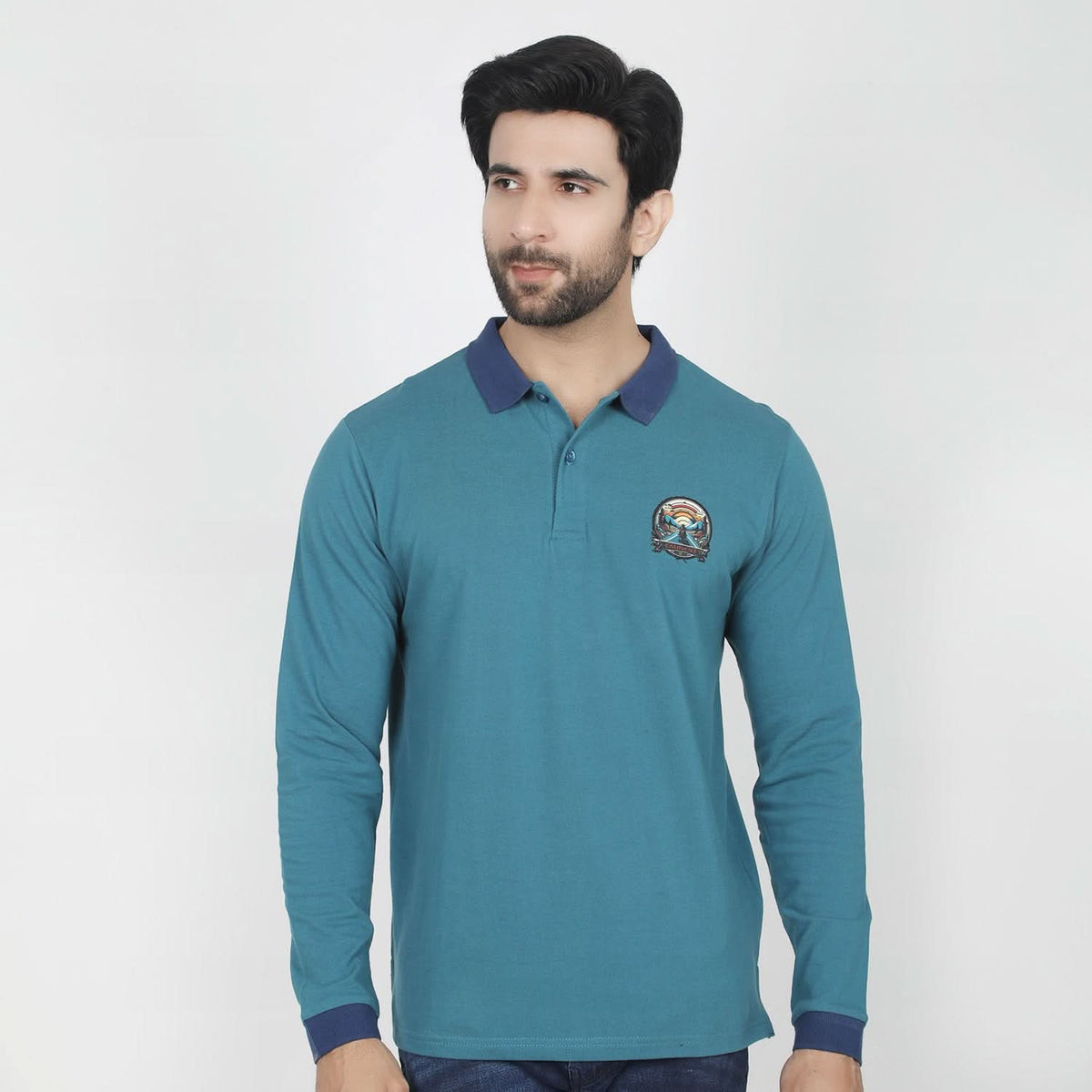 Eminent Men's Full Sleeves Polo T-Shirt - Teal Blue, Men's T-Shirts & Polos, Eminent, Chase Value