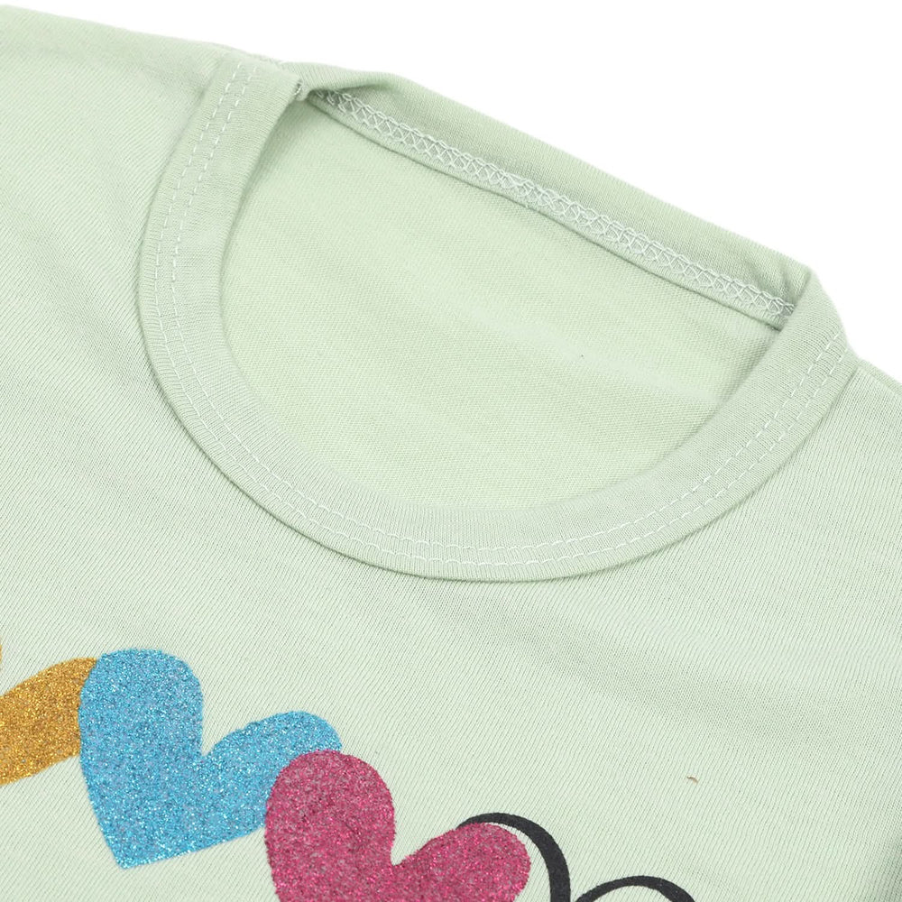 Girls Full Sleeves T-Shirt - Light Green, Girls T-Shirts, Chase Value, Chase Value