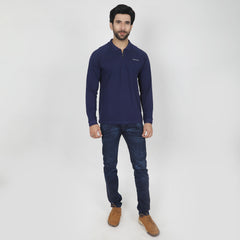 Eminent Men's Full Sleeves Polo T-Shirt - Navy Blue