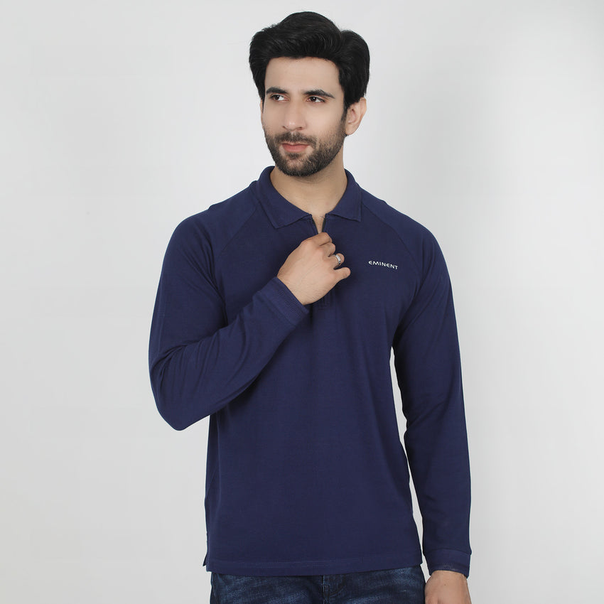 Eminent Men's Full Sleeves Polo T-Shirt - Navy Blue