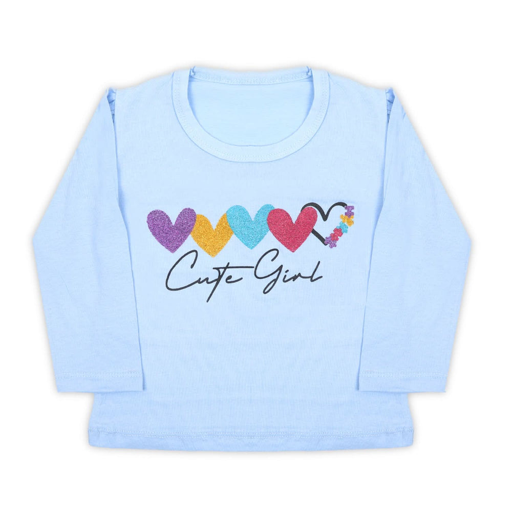 Girls Full Sleeves T-Shirt - Light Blue, Girls T-Shirts, Chase Value, Chase Value