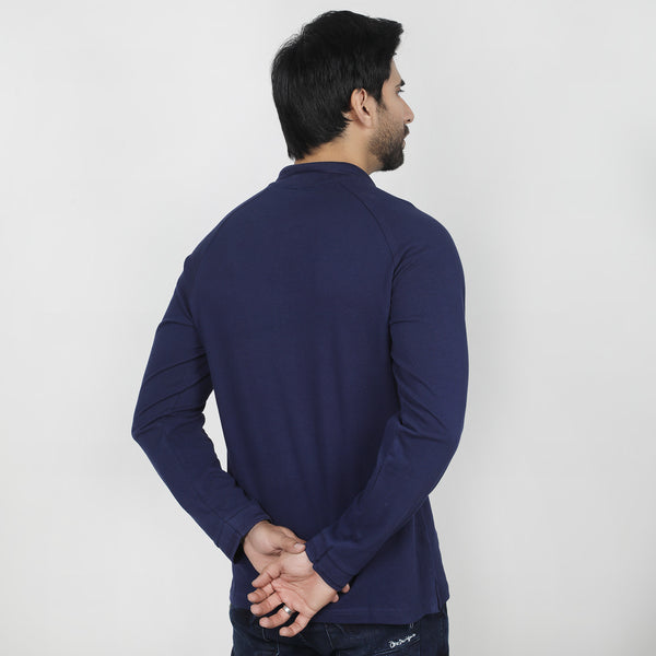 Eminent Men's Full Sleeves Polo T-Shirt - Navy Blue