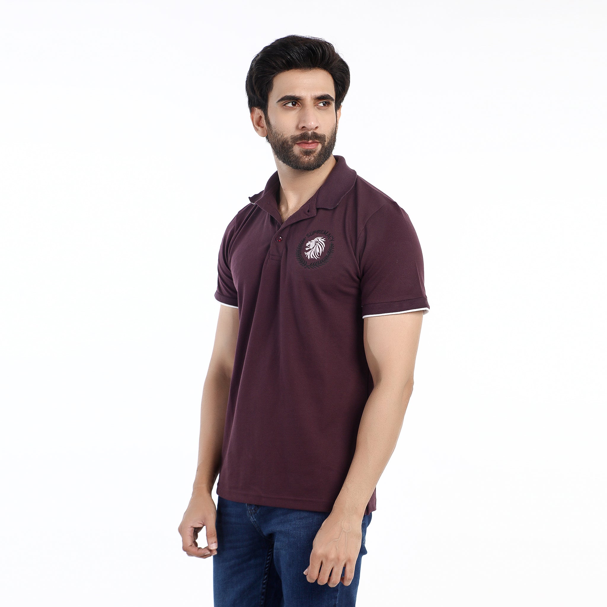 Men's Half Sleeves Polo T-Shirt - Purple, Men's T-Shirts & Polos, Chase Value, Chase Value