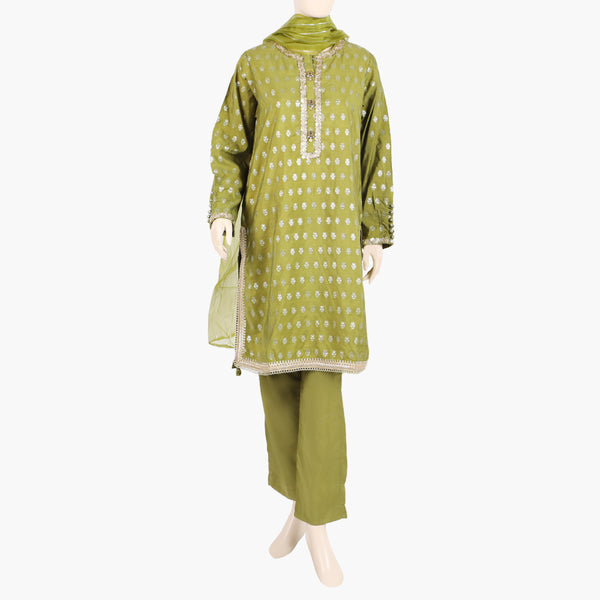 Eminent Women's Stitched 3Pcs Suit - Olive Green, Women Shalwar Suits, Eminent, Chase Value