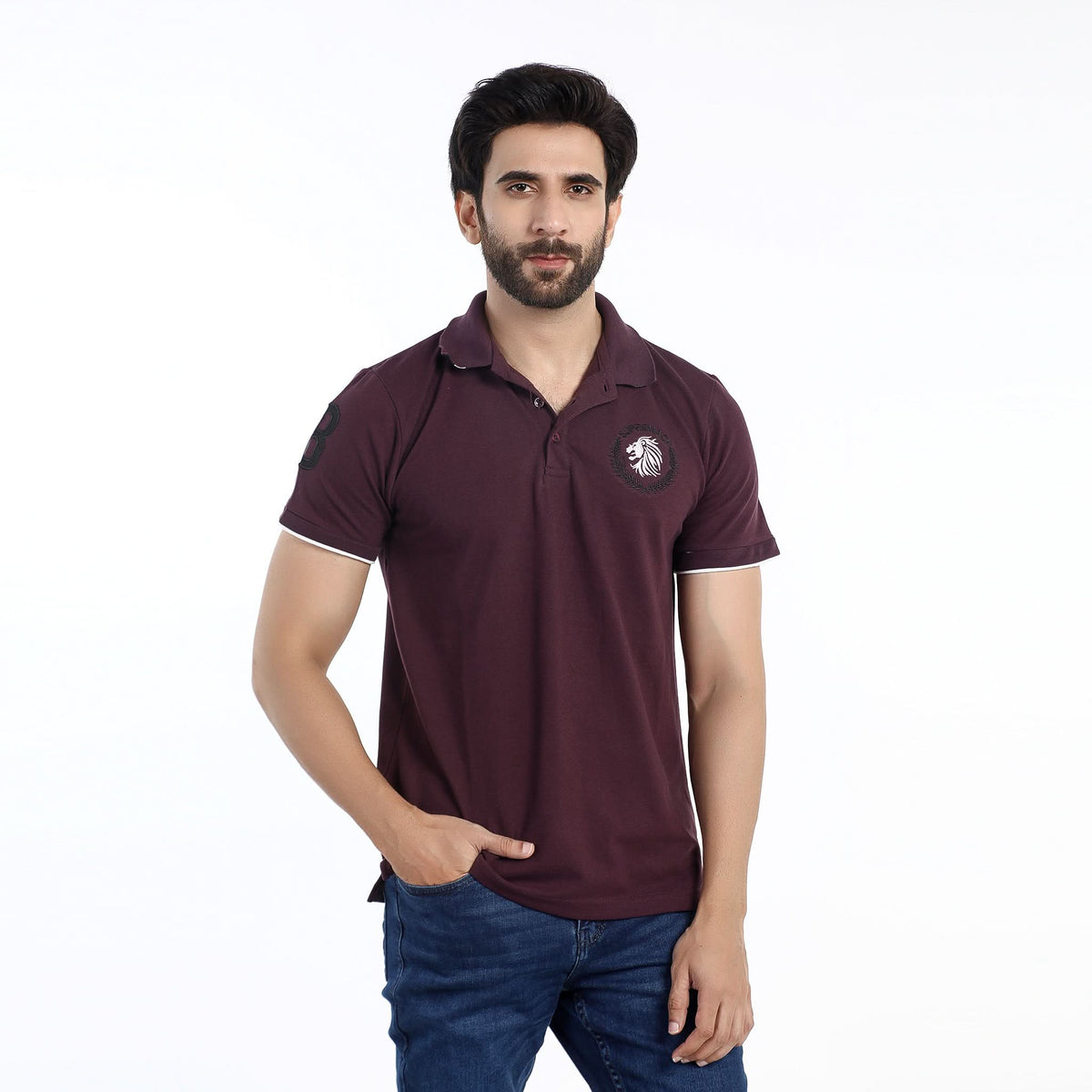 Men's Half Sleeves Polo T-Shirt - Purple, Men's T-Shirts & Polos, Chase Value, Chase Value
