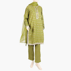 Eminent Women's Stitched 3Pcs Suit - Olive Green