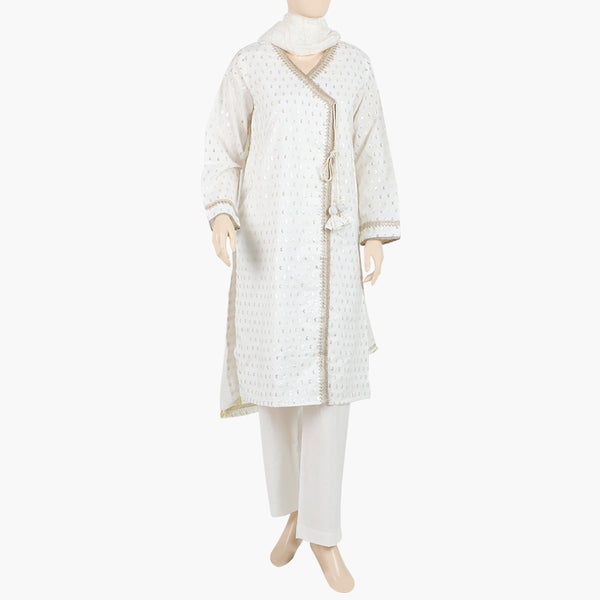 Eminent Women's Stitched 3Pcs Suit - White