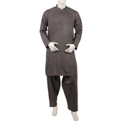 Valuables Men Embroidered Shalwar Suit - Dark Brown