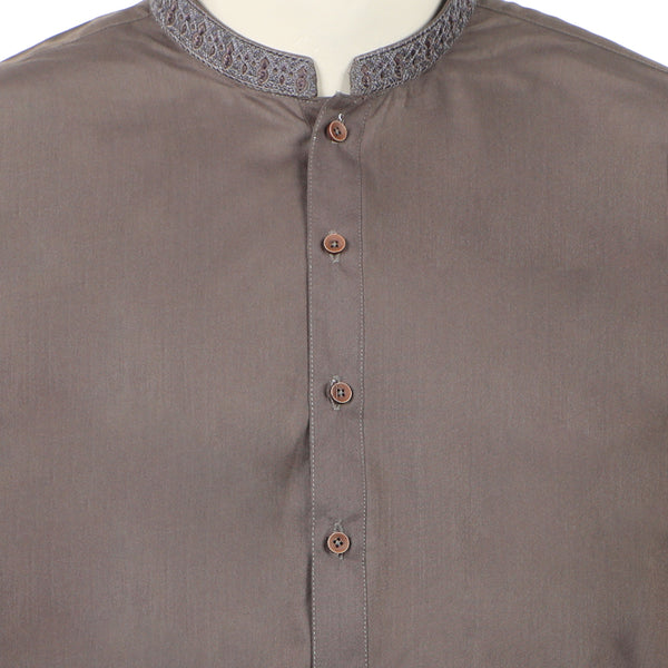 Valuables Men Embroidered Shalwar Suit - Dark Brown