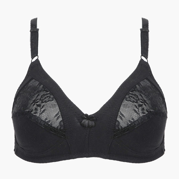 Women's Cotton Half Net Bra - Black