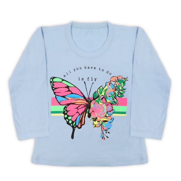 Girls Full Sleeves T-Shirt - Light Blue